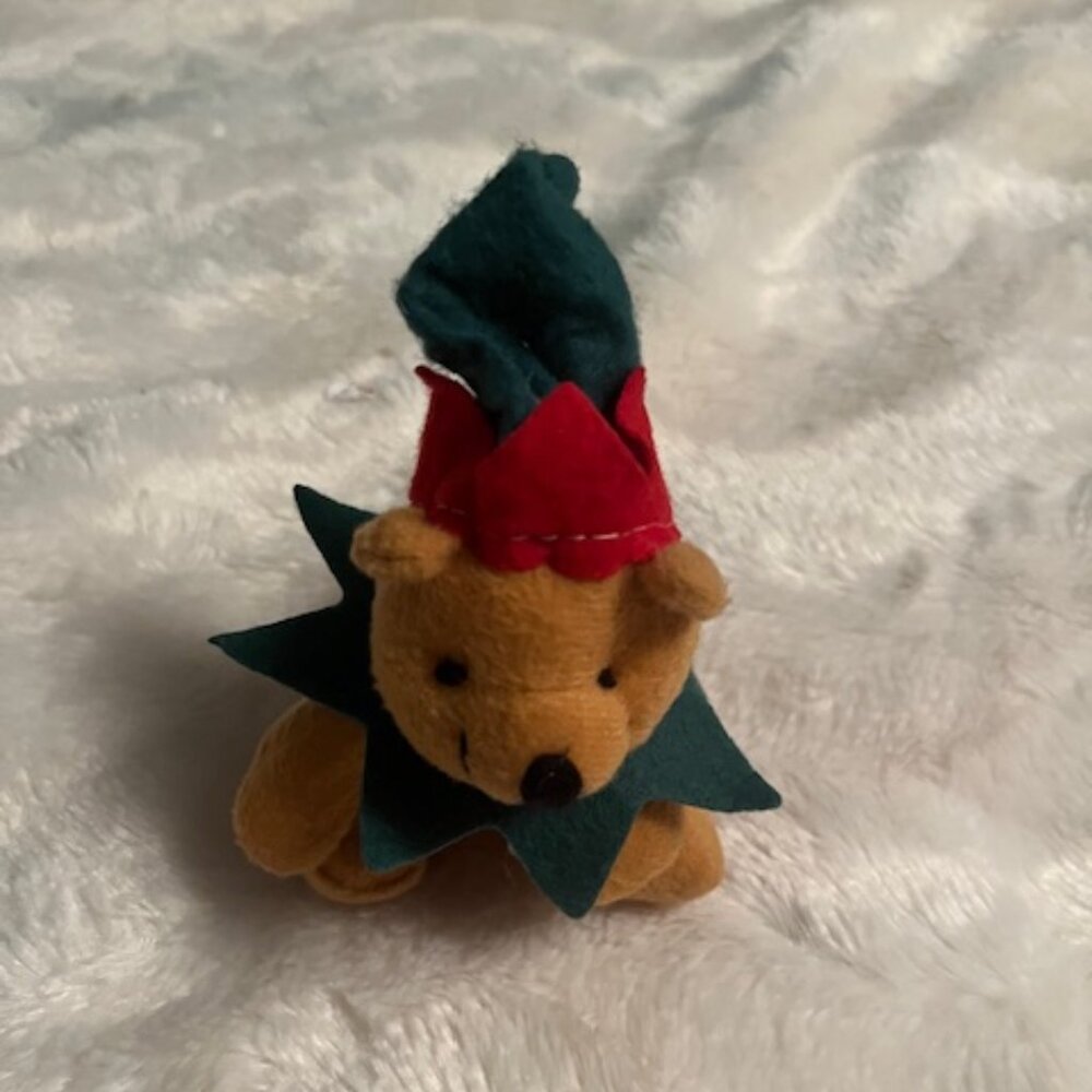 2/$25 Oriental Trading Company Christmas Teddy Bear Tan Plush Elf with Hat 2018